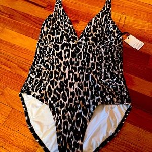 Calvin Klein Leopard Swim Suit. New with Tags. Size 10 excellent condition.